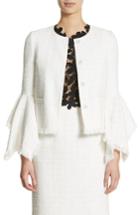 Women's Oscar De La Renta Ribbon Tweed Cascade Cuff Jacket - Ivory