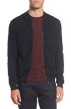 Men's Boss Slim Fit Wool & Silk Zip Cardigan - Blue