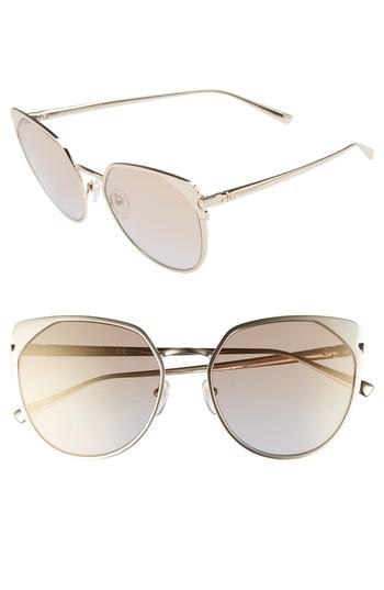 Women's Longchamp 58mm Rounded Cat Eye Sunglasses - Gold