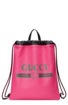 Gucci Logo Leather Backpack - Pink