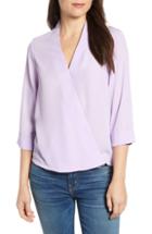 Women's Bobeau Mix Media Surplice Blouse - Purple