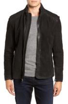 Men's Flynt Regular Fit Leather Moto Jacket - Black
