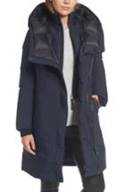 Women's Mackage Hooded Asymmetrical Down Coat With Inset Bib - Blue