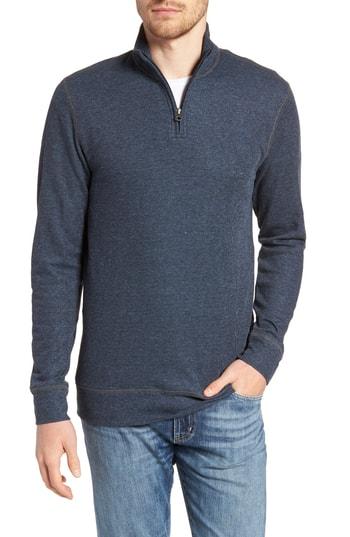 Men's Vintage 1946 Regular Fit Ribbed Quarter Zip Shirt - Blue
