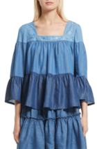 Women's Kate Spade New York Embroidered Chambray Top, Size - Blue