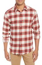 Men's Frame Plaid Fray Hem Slim Fit Cotton Workshirt