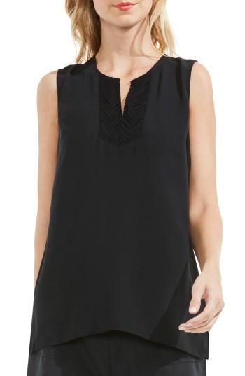 Women's Vince Camuto Lace Bib Keyhole Blouse - Black