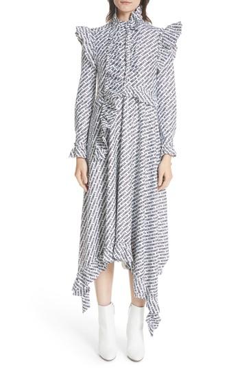 Women's Vetements Logo Ruffle Dress - White
