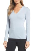 Women's Nordstrom Signature Cashmere V-neck Sweater - Blue