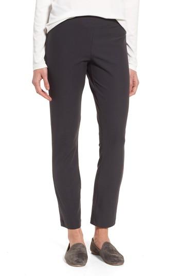 Women's Eileen Fisher Stretch Crepe Ankle Pants, Size Small - Grey (regular & ) (online Only)