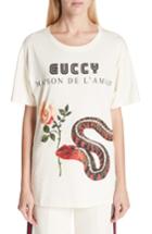 Women's Gucci Snake Graphic Logo Tee, Size - Ivory
