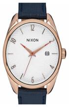 Women's Nixon 'bullet' Guilloche Dial Oval Leather Strap Watch, 38mm