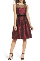 Women's Eliza J Jacquard Fit & Flare Dress - Red