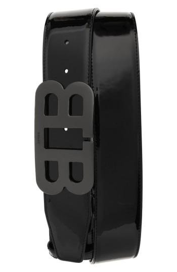 Men's Bally Mirror Buckle Leather Belt - Black