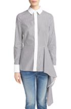 Women's Alexander Mcqueen Side Drape Stripe Blouse Us / 38 It - Black