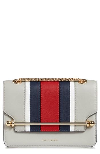 Strathberry Mini East/west Stripe Leather Crossbody Bag - Grey