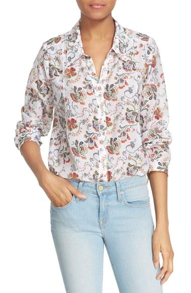 Women's Joie 'katrine' Paisley Cotton & Silk Blouse