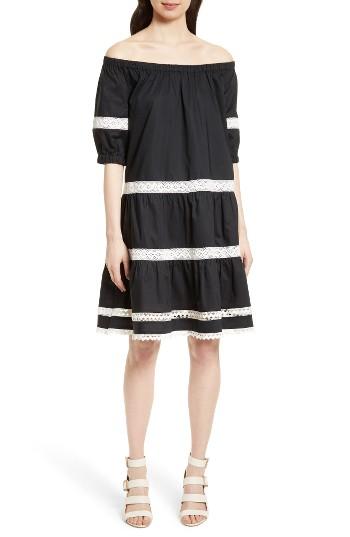 Women's Kate Spade New York Off The Shoulder Poplin Dress, Size - Black