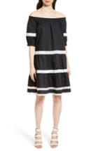 Women's Kate Spade New York Off The Shoulder Poplin Dress, Size - Black