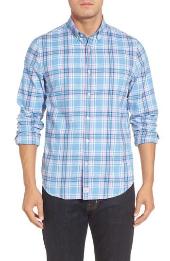 Men's Vineyard Vines Slim Fit Murray Ocean Walk Plaid Sport Shirt, Size - Blue