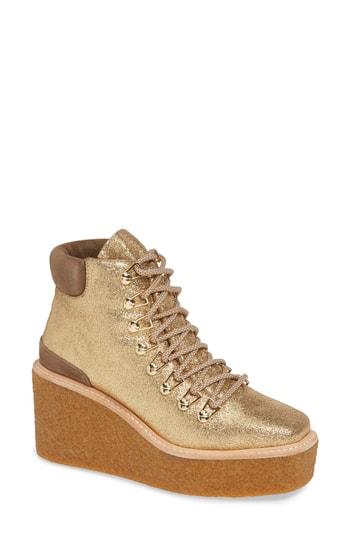 Women's Cecelia New York Helga Platform Wedge Sneaker M - Beige