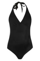 Women's Topshop Solid Halter One-piece Maternity Swimsuit Us (fits Like 0-2) - Black