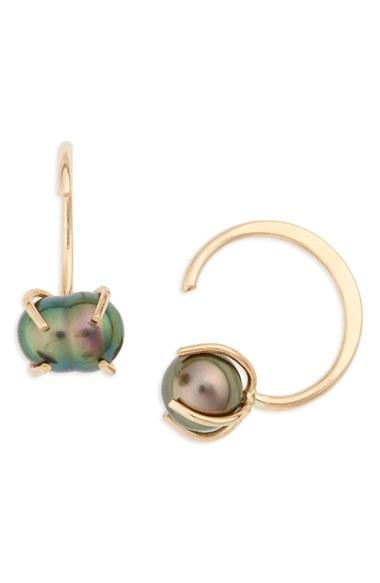 Women's Melissa Joy Manning Tahitian Pearl Hoop Earrings