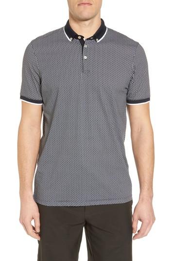 Men's Ted Baker London Slim Fit Print Polo (m) - Blue