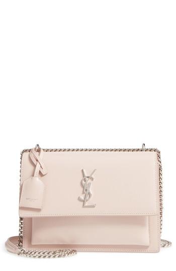 Saint Laurent Medium Sunset Calfskin Shoulder Bag - White
