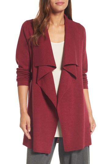 Women's Eileen Fisher Long Angle Front Cardigan - Red