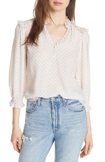 Women's Rebecca Taylor Ikat Dot Stretch Silk Top - Ivory