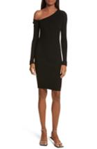 Women's Helmut Lang Knit Stretch Silk One-shoulder Dress - Black