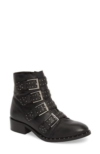 Women's Black Suede Studio Layla Moto Bootie M - Black