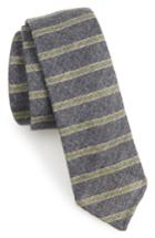 Men's Boss Horizontal Stripe Wool & Silk Skinny Tie, Size - Grey
