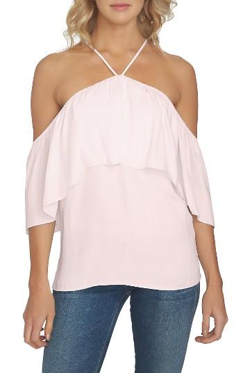 Women's 1. State Halter Neck Ruffle Blouse - Pink