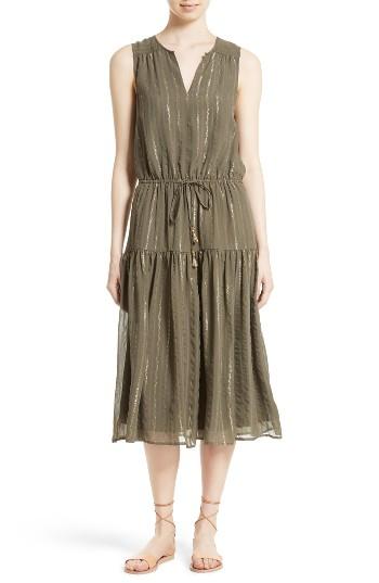 Women's Joie Klea Metallic Stripe Silk Midi Dress