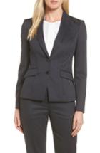 Petite Women's Boss Jukani Check Wool Blend Suit Jacket R - Grey