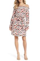 Women's Maggy London Floral Off The Shoulder Tie Waist Dress - White