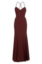 Women's Jenny Yoo Reese Crepe Knit Gown - Burgundy