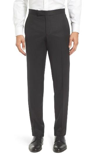 Men's Ted Baker London Josh Flat Front Wool & Mohair Formal Trousers R - Black