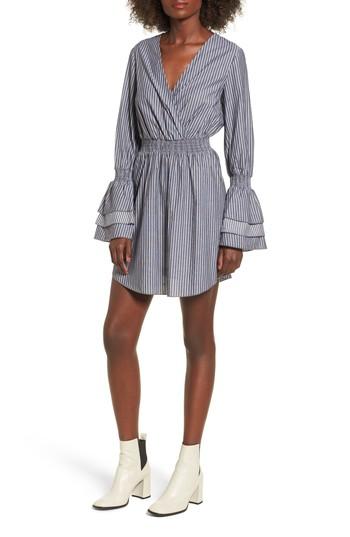 Women's Bp. Ruffle Sleeve Surplice Dress, Size - Black