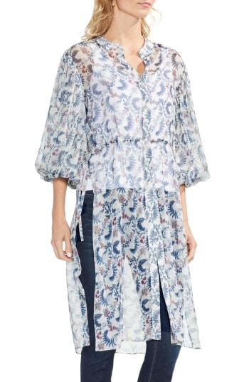 Women's Vince Camuto Bubble Sleeve Side Split Tunic Blouse - White