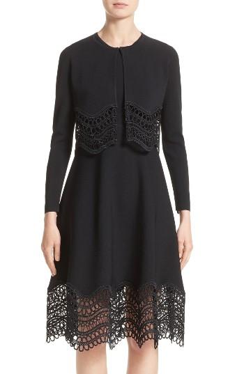 Women's Lela Rose Lace Hem Bolero - Black