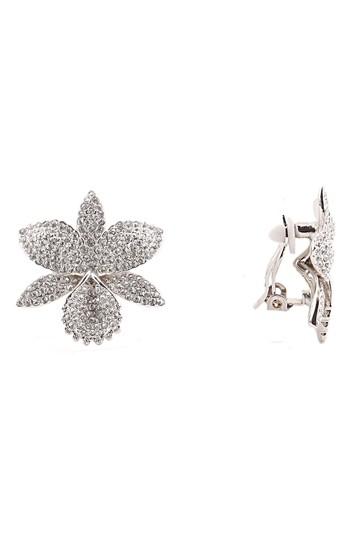 Women's Nina Pave Orchid Clip Earrings