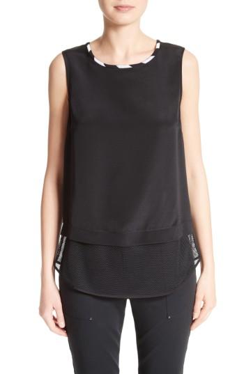 Women's St. John Collection Stretch Silk Shell, Size - Black