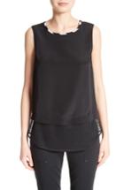 Women's St. John Collection Stretch Silk Shell, Size - Black