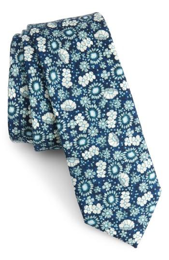 Men's The Tie Bar Flower City Wool Skinny Tie, Size - Blue