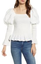 Women's Endless Rose Puff Shoulder Smocked Top - White
