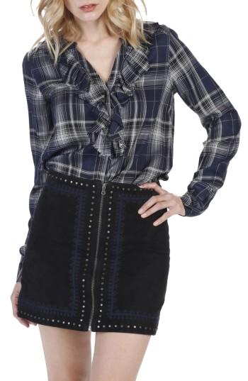 Women's Paige Bernette Ruffle Plaid Shirt - Blue