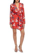 Women's Missguided Print Wrap Dress Us / 8 Uk - Red